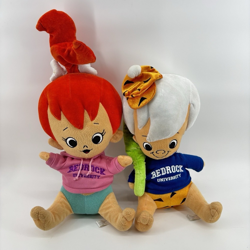Hanna-Barbera Pebbles Bamm Bamm Plush Six Flags 20" Flintstones Bedrock‎ Univ